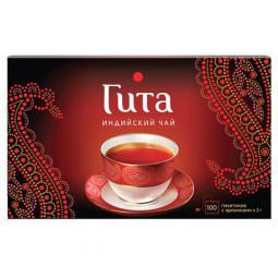 Чай ПРИНЦЕССА ГИТА "Индийский", черный, 100 пакетков по 2 г, 0249-16-1