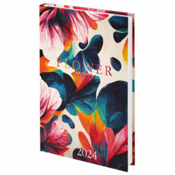 Ежедневник датированный 2024 145х215 мм, А5, STAFF, ламинированная обложка, "Flower delight", 115143