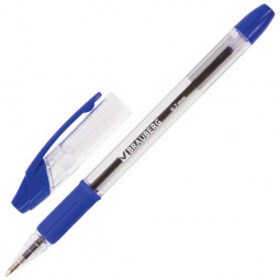 Ручка шариковая с грипом BRAUBERG "Samurai", СИНЯЯ, корпус прозрачный, узел 0,7 мм, линия письма 0,35 мм, 141149
