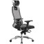 Кресло офисное МЕТТА "SAMURAI" SL-3.04, с подголовником, сверхпрочная ткань-сетка/рециклированная кожа, черное