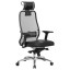 Кресло офисное МЕТТА "SAMURAI" SL-3.04, с подголовником, сверхпрочная ткань-сетка/рециклированная кожа, черное