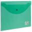 Папка-конверт с кнопкой BRAUBERG, А4, до 100 листов, прозрачная, зеленая, 0,15 мм, 221635