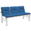 Кресло для посетителей трехсекционное "Троя", 745х1470х600 мм, светлый каркас, кожзам синий, СМ 105-03 К20