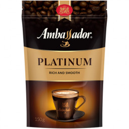 Кофе растворимый AMBASSADOR "Platinum", сублимированный, 150 г, вакуумная упаковка
