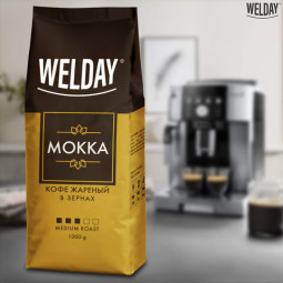 Кофе в зернах WELDAY "Mokka", 1000 г, вакуумная упаковка, 622411