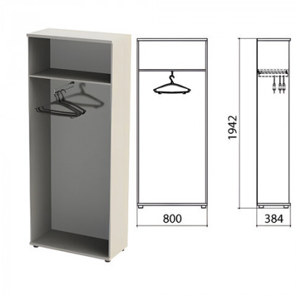 Шкаф (каркас) для одежды "Этюд", 800х384х1942 мм, серый, 400001-03