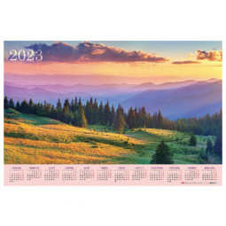 Календарь настенный листовой 2023 г., формат А1 (90х60 см), "Удивительные пейзажи", HATBER, Кл1_27020