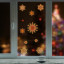 Украшение для окон и стекла ЗОЛОТАЯ СКАЗКА "Красно-золотые снежинки 1", 30х38 см, ПВХ, 591207