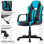 Кресло компьютерное BRABIX "Stripe GM-202", экокожа, черное/голубое, 532509