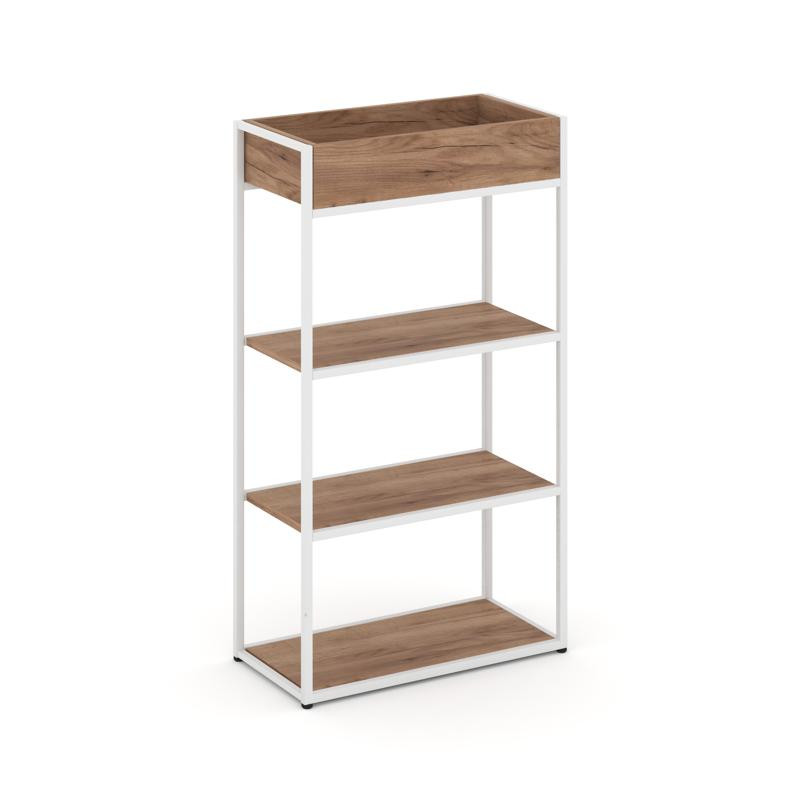 Rift Стеллаж металлический высокий приставной RF.STM-003 Дуб Табак/Металл Белый 796*350*1250
