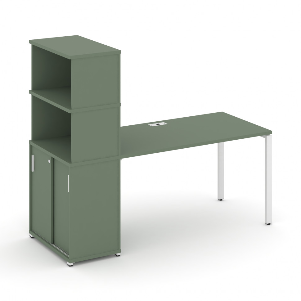 Concept Стол рабочий с опорным шкафом-купе с надставкой выс. CN.SP-244 W Кобо/Металл Белый 2000*720* Concept Стол рабочий с опорным шкафом-купе с надставкой выс. CN.SP-244 W Кобо/Металл Белый 2000*720*