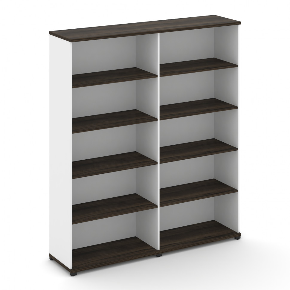 Concept Стеллаж 2 широкие секции, 5 ниш CN.STS-520 Дуб Мали/Белый Бриллиант/Металл Черный 1668*420*1