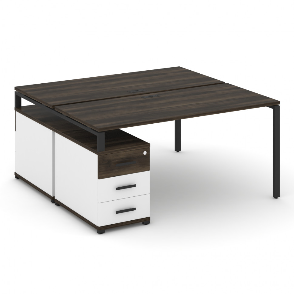 Concept Рабочая станция 2 места с двухсторонней опорной тумбой CN.DRS-304 B Дуб Мали/Белый Бриллиант