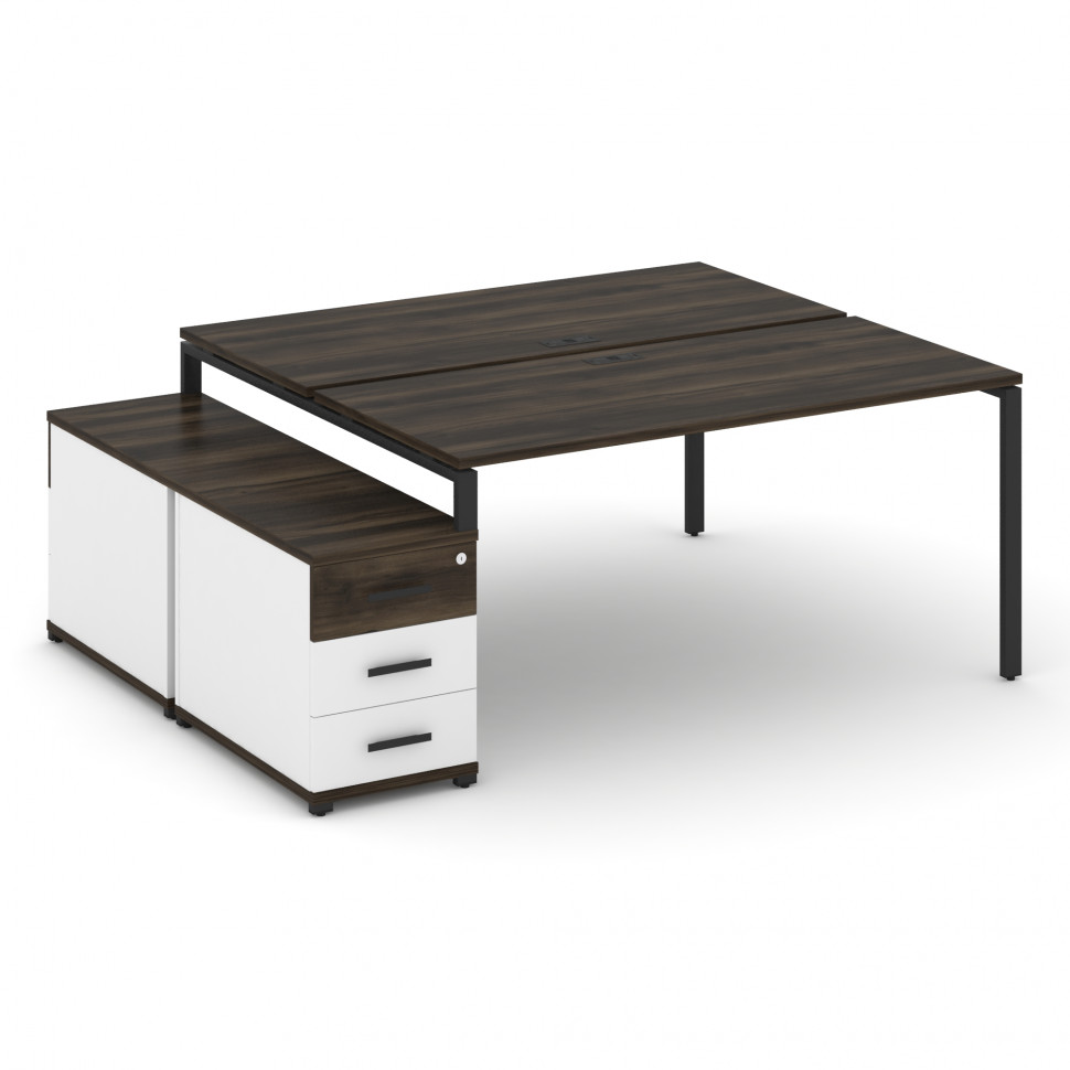 Concept Рабочая станция 2 места с двухсторонней опорной тумбой CN.DRS-304 B Дуб Мали/Белый Бриллиант