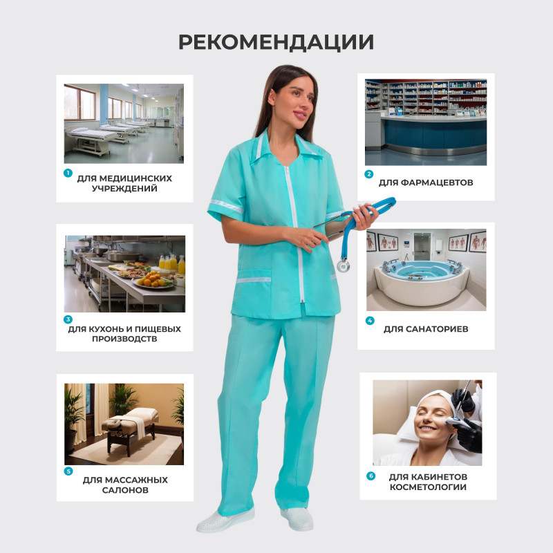 Костюм для медицинского персонала м09-КБР св. мор.волн (р.48-50) 158-164