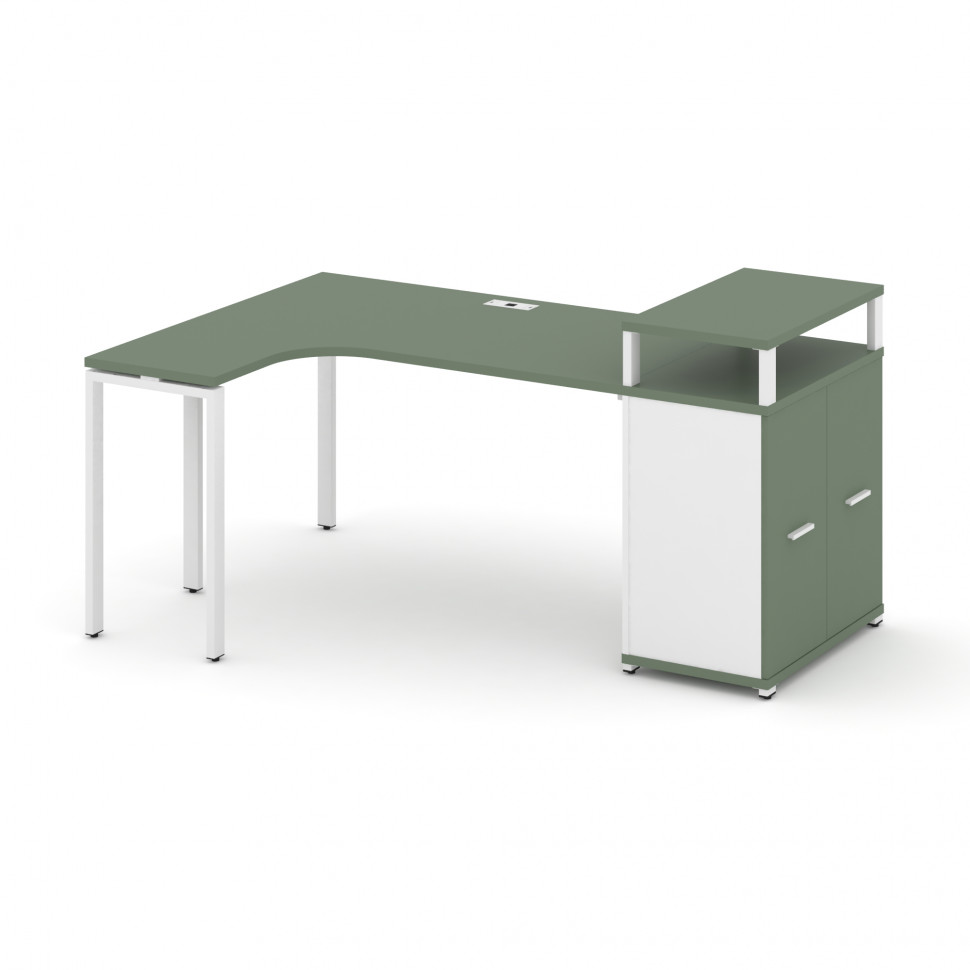 Concept Стол эргономичный с опорным распаш. шкафом с верх. горизонтом CN.SA-212(L) W Кобо/Белый Брил