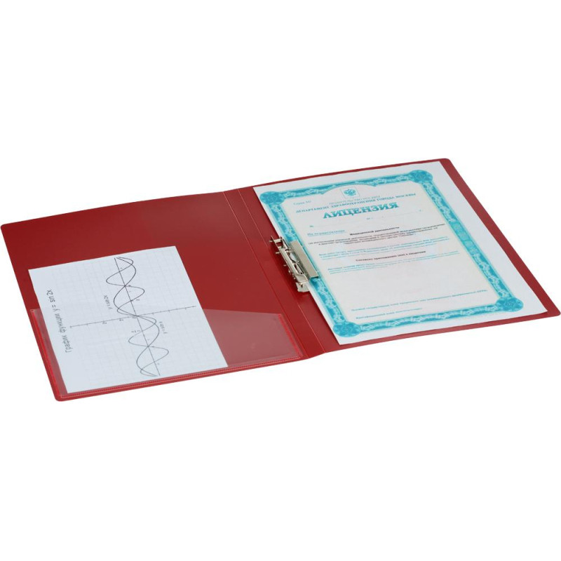 Папка с зажимом Комус Шелк красная