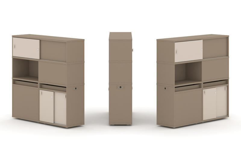 Estetica Набор №33. Тумба двойная+высокая надставка ES.NB.2V-33 Латте/Капучино 1500*410*1520