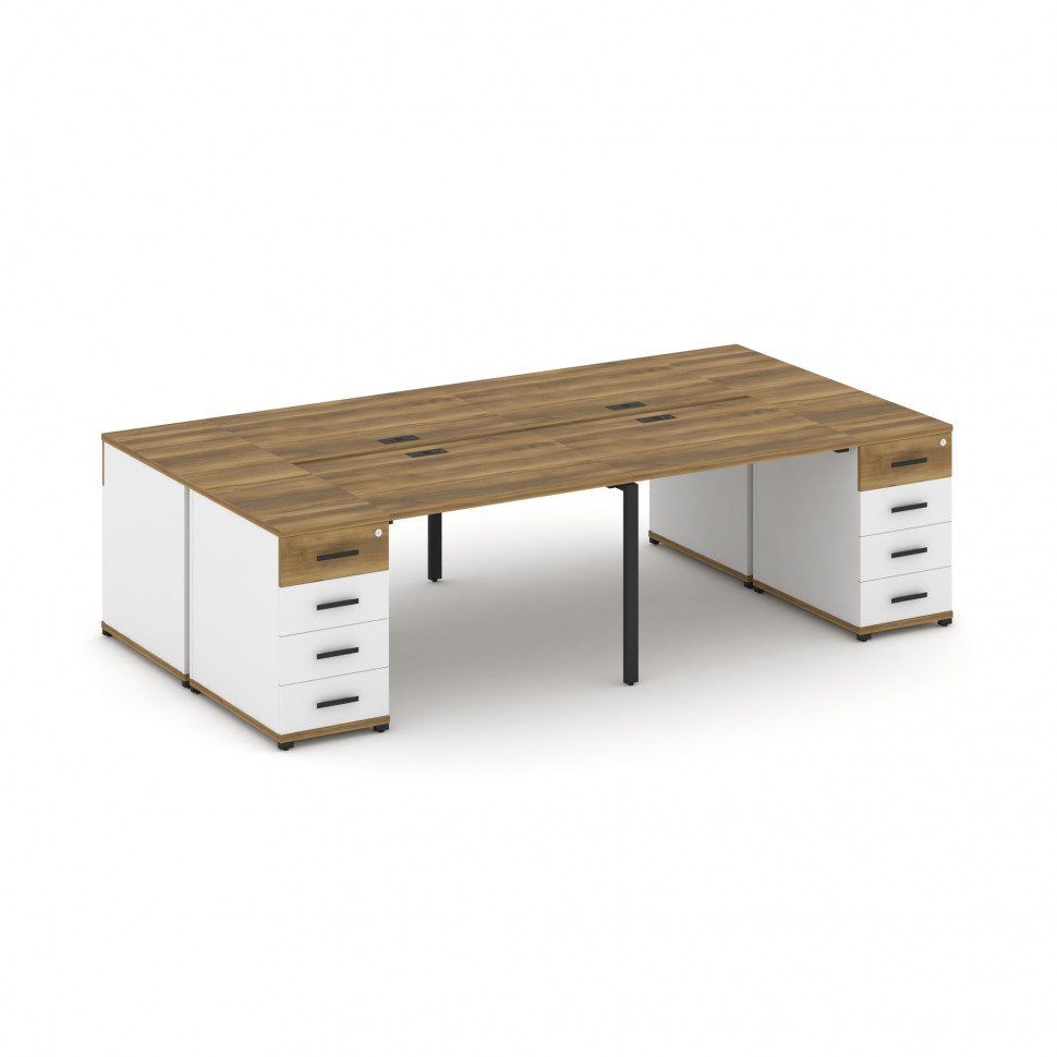 Concept Рабочая станция 4 места с 2 опорными тумбами CN.DRS-425 B Сандал Янтарный/Белый Бриллиант/Ме Concept Рабочая станция 4 места с 2 опорными тумбами CN.DRS-425 B Сандал Янтарный/Белый Бриллиант/Ме