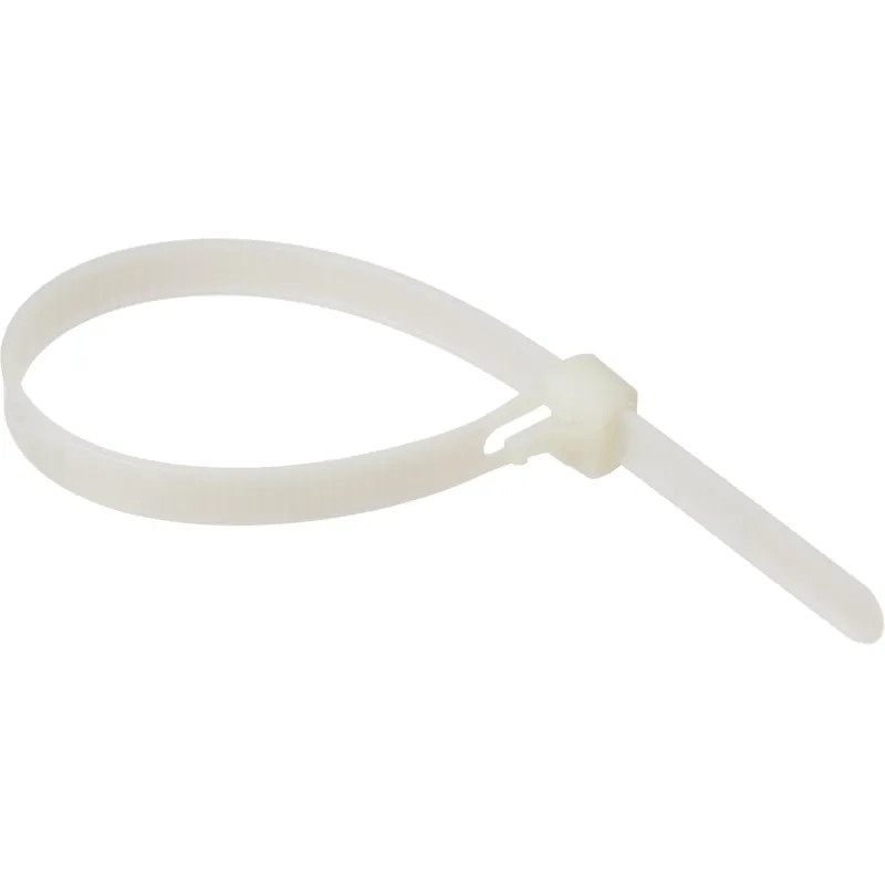 Хомут стяжка нейлоновая многораз TOPFORT 8х200 (7,2х200 мм) белый 100 шт/уп