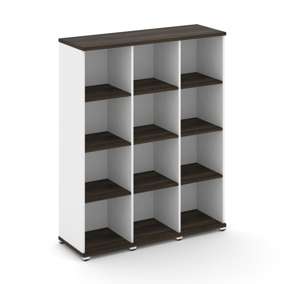 Concept Стеллаж 3 узкие секции, 4 ниши CN.STU-430 Дуб Мали/Белый Бриллиант/Металл Белый 1252*420*155