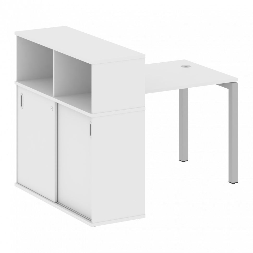 Metal System Quattro Стол письменный с шкафом-купе на П-образном м/к 50БП.РС-СШК-3.1 Т Белый/Металл Metal System Quattro Стол письменный с шкафом-купе на П-образном м/к 50БП.РС-СШК-3.1 Т Белый/Металл