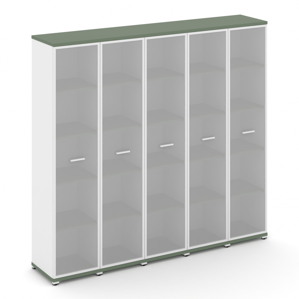 Concept Шкаф 5 узких секций, 5 ниш CN.STU-558 RMW W Кобо/Белый Бриллиант/Металл Белый/Сатин 2084*420