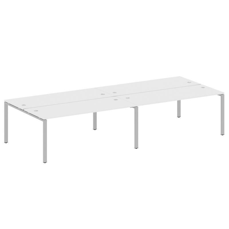 Metal System Рабочая станция на 4 места на П-образном м/к БП.СМ-4.5 Белый/Металл Серый 3600*1475*750