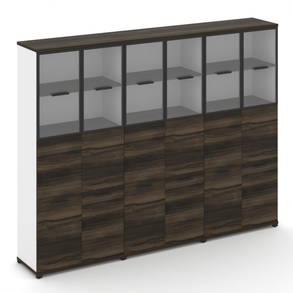 Concept Шкаф 3 широкие секции, 5 ниш CN.STS-535 RPB B Дуб Мали/Белый Бриллиант/Металл Черный/Прозрач