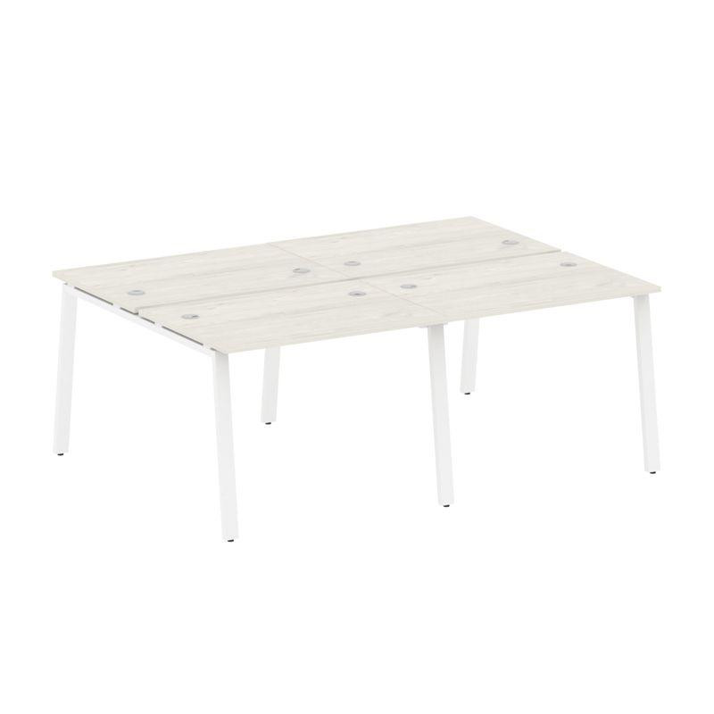 Metal System Рабочая станция на 4 места на А-образном м/к БА.СМ-4.1 Дуб Наварра/Металл Белый 2000*14