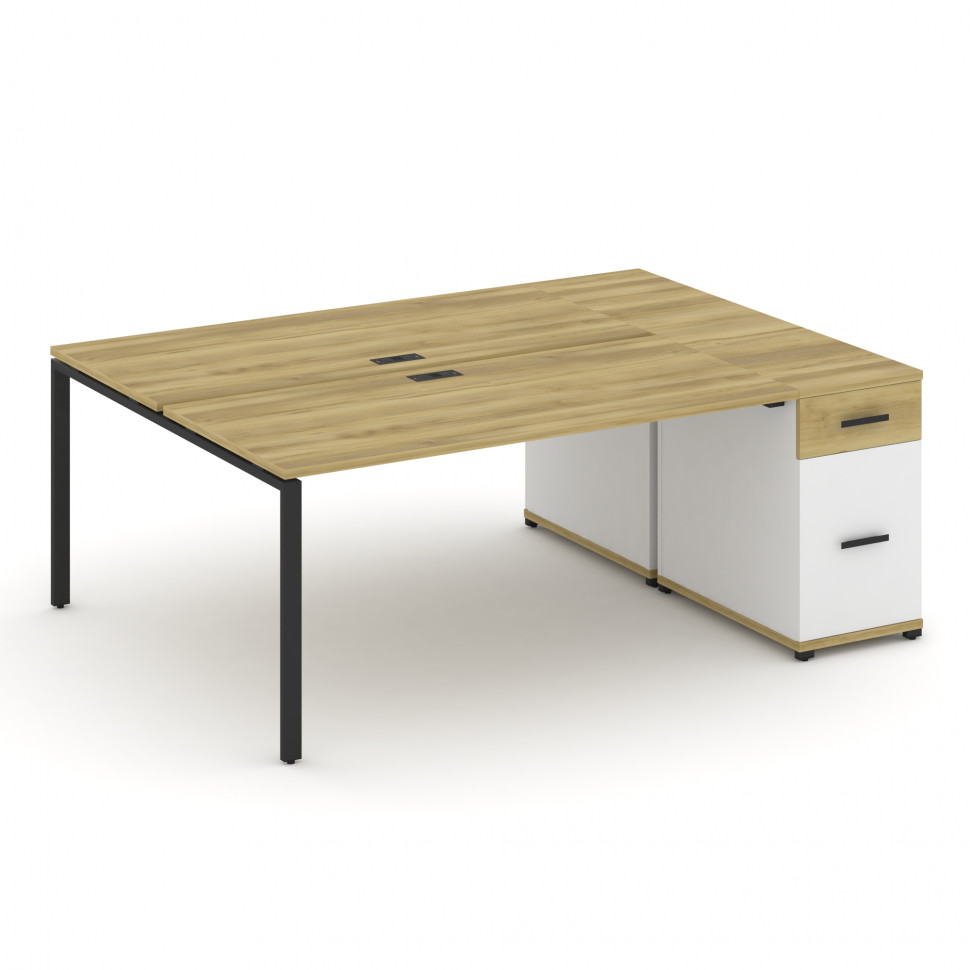 Concept Рабочая станция с 1 опорной тумбой CN.DRS-408 B Дуб Винченцо/Белый Бриллиант/Металл Черный 2