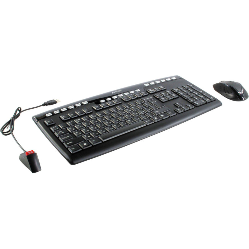 Набор клавиатура+мышь A4 V-Track 9200F клав:черный мышь:черный USB беспров