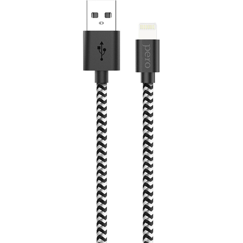 Кабель USB PERO DC-04 8-pin Lightning, 2.4А, 2м, Silver-black