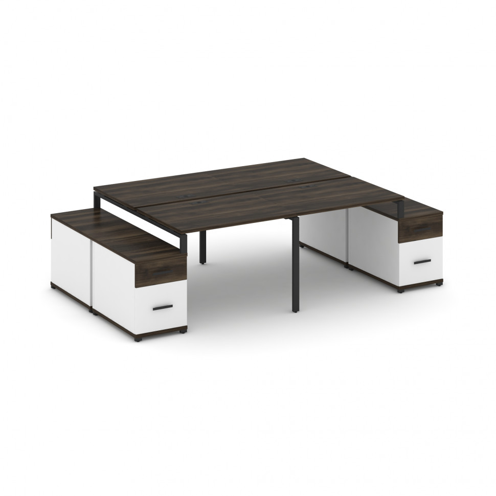 Concept Рабочая станция 4 места с 2 двухсторонними опорными тумбами CN.DRS-329 B Дуб Мали/Белый Брил