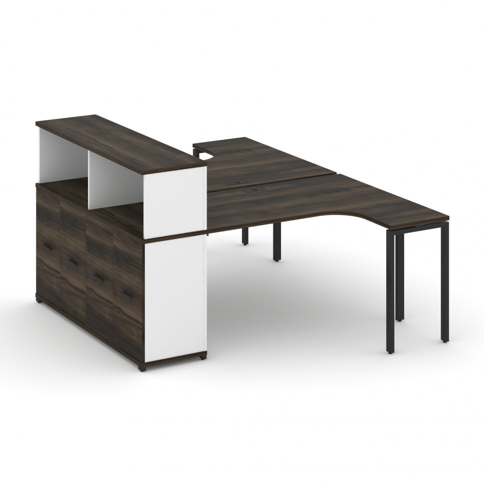 Concept Рабочая станция с опорным распаш. шкафом с надставкой низ. CN.DSA-213 B Дуб Мали/Белый Брилл