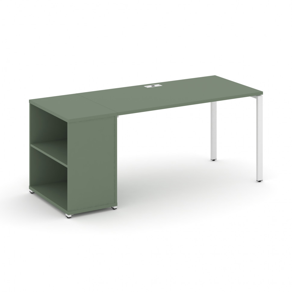 Concept Стол рабочий с опорным стеллажом CN.SP-204 Кобо/Металл Белый 2000*720*750