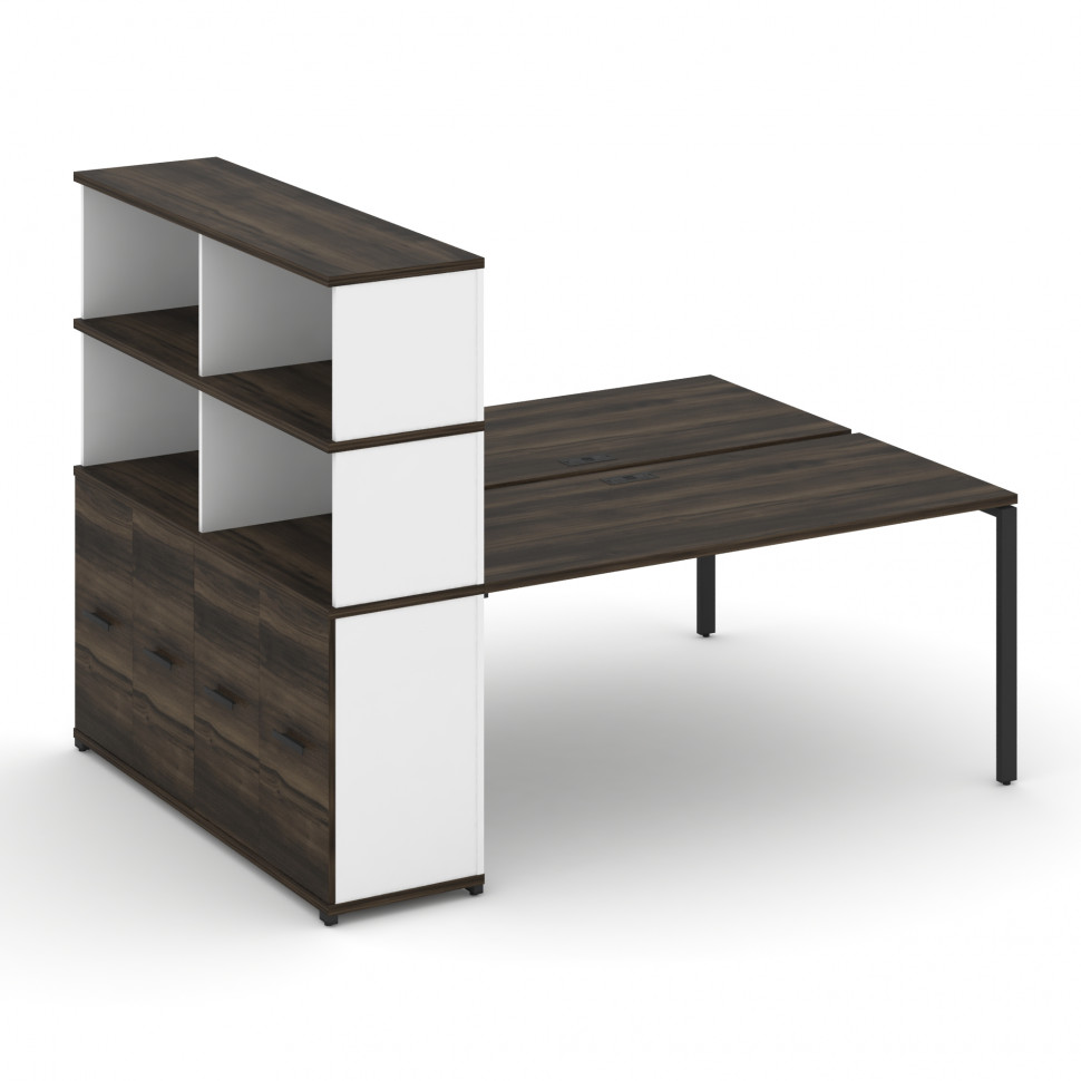 Concept Рабочая станция с опорным распаш. шкафом с надставкой выс. CN.DRS-232 B Дуб Мали/Белый Брилл