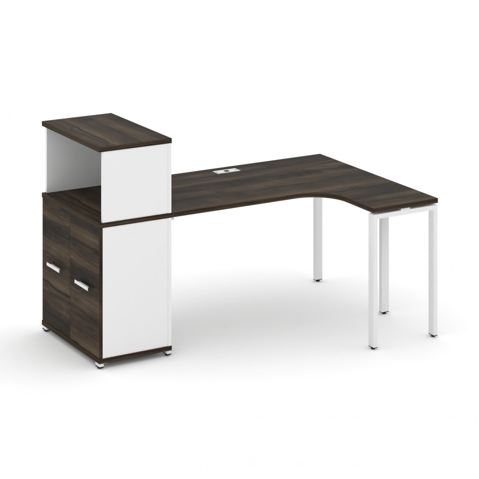 Concept Стол эргономичный с опорным распаш. шкафом с надставкой низ. CN.SA-213(R) W Дуб Мали/Белый Concept Стол эргономичный с опорным распаш. шкафом с надставкой низ. CN.SA-213(R) W Дуб Мали/Белый