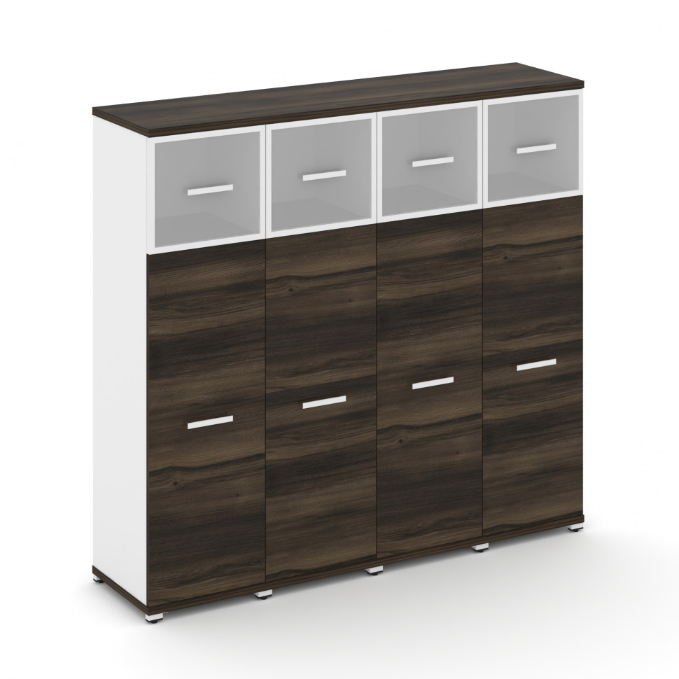 Concept Шкаф 4 узкие секции, 4 ниши CN.STU-444 RMW W Дуб Мали/Белый Бриллиант/Металл Белый/Сатин 166