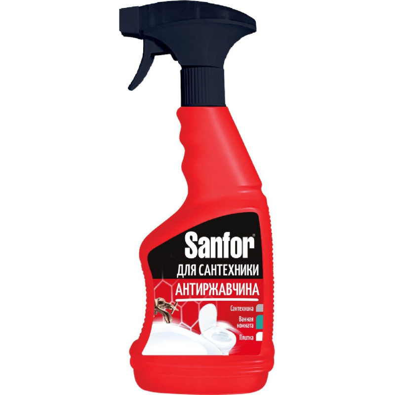 Средство для сантехники от налета и ржавчины SANFOR, 500мл триггер