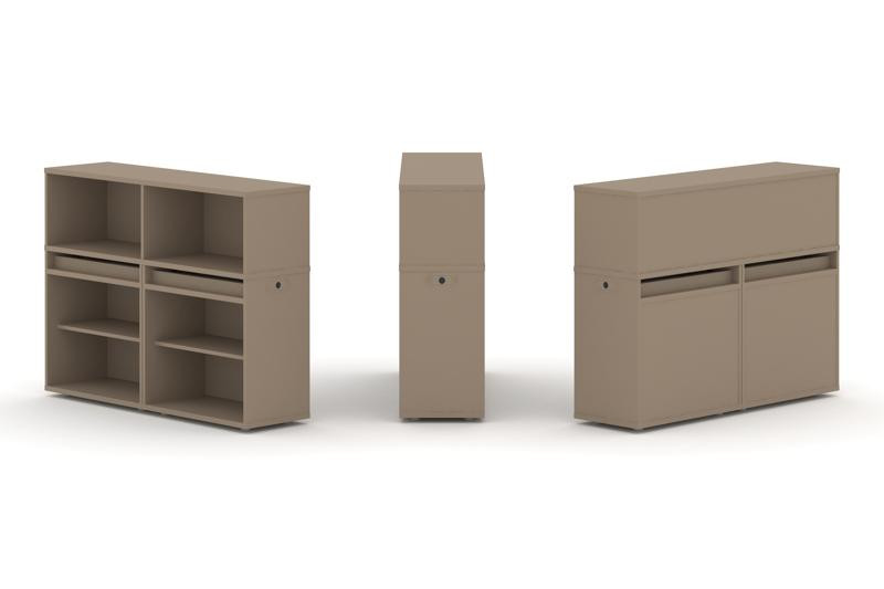 Estetica Набор №1. Тумба двойная+низкая надставка ES.NB.2N-1 Латте 1500*410*1135