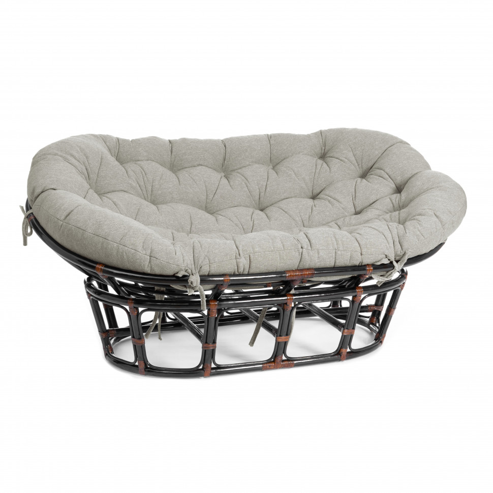 Диван MAMASAN/МАМАСАН 23/02 W /с подушкой/ 169х102х80см, античный черно-коричневый, матрац 182х119см, ткань серо-бежевая 3м 16/2