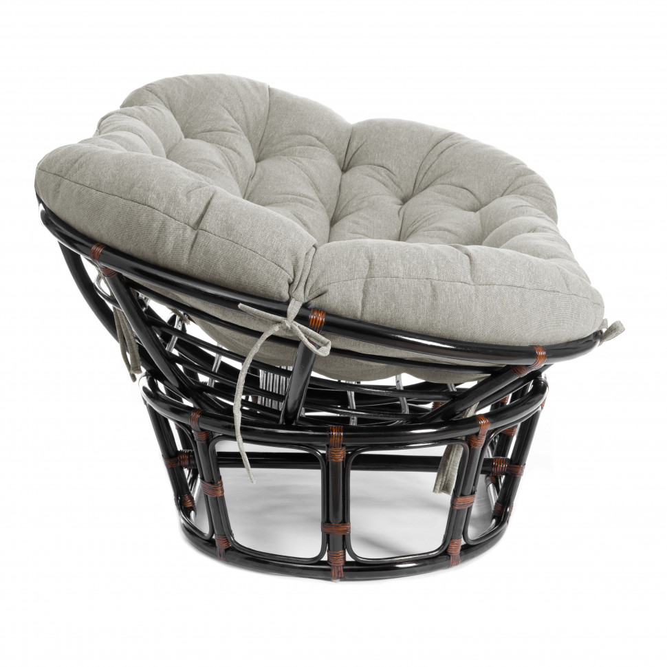 Диван MAMASAN/МАМАСАН 23/02 W /с подушкой/ 169х102х80см, античный черно-коричневый, матрац 182х119см, ткань серо-бежевая 3м 16/2