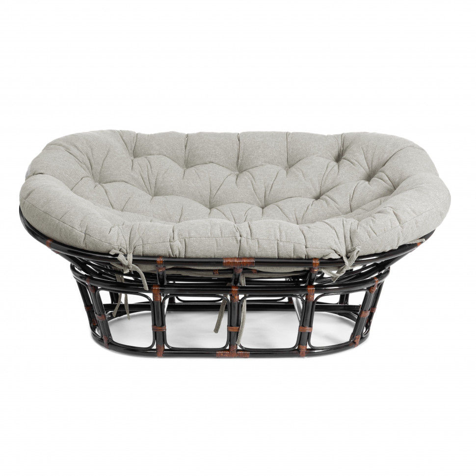 Диван MAMASAN/МАМАСАН 23/02 W /с подушкой/ 169х102х80см, античный черно-коричневый, матрац 182х119см, ткань серо-бежевая 3м 16/2