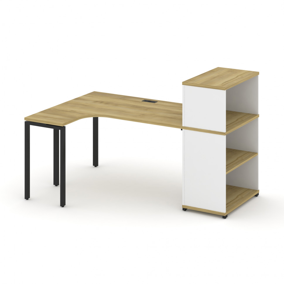 Concept Стол эргономичный с опорным стеллажом с надставкой низ. CN.SA-205(L) Дуб Винченцо/Белый Брил