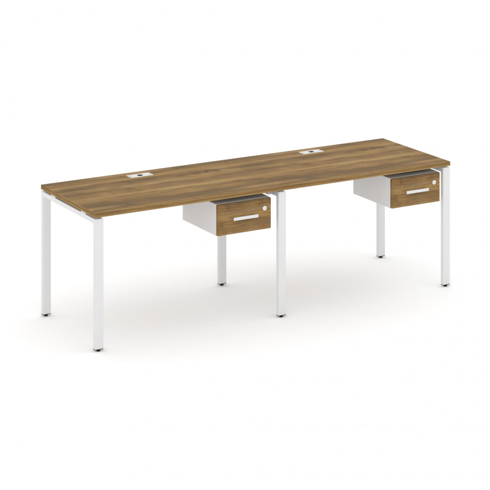 Concept Рабочая станция односторонняя с подвес. тумбами 2 места CN.ORS-110 W Сандал Янтарный/Белый Б