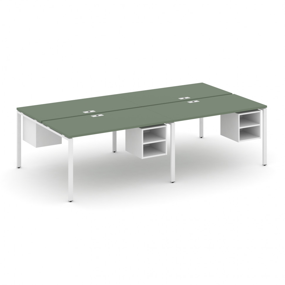 Concept Рабочая станция двухсторонняя с подвесными тумбами на 4 места CN.DRS-127 Кобо/Белый Бриллиан