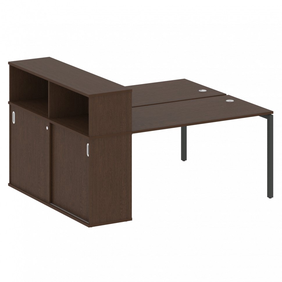 Metal System Quattro Рабочая станция с шкафом-купе на П-образном м/к 40БП.РС-СШК-2.3 Т Венге Цаво/Ме