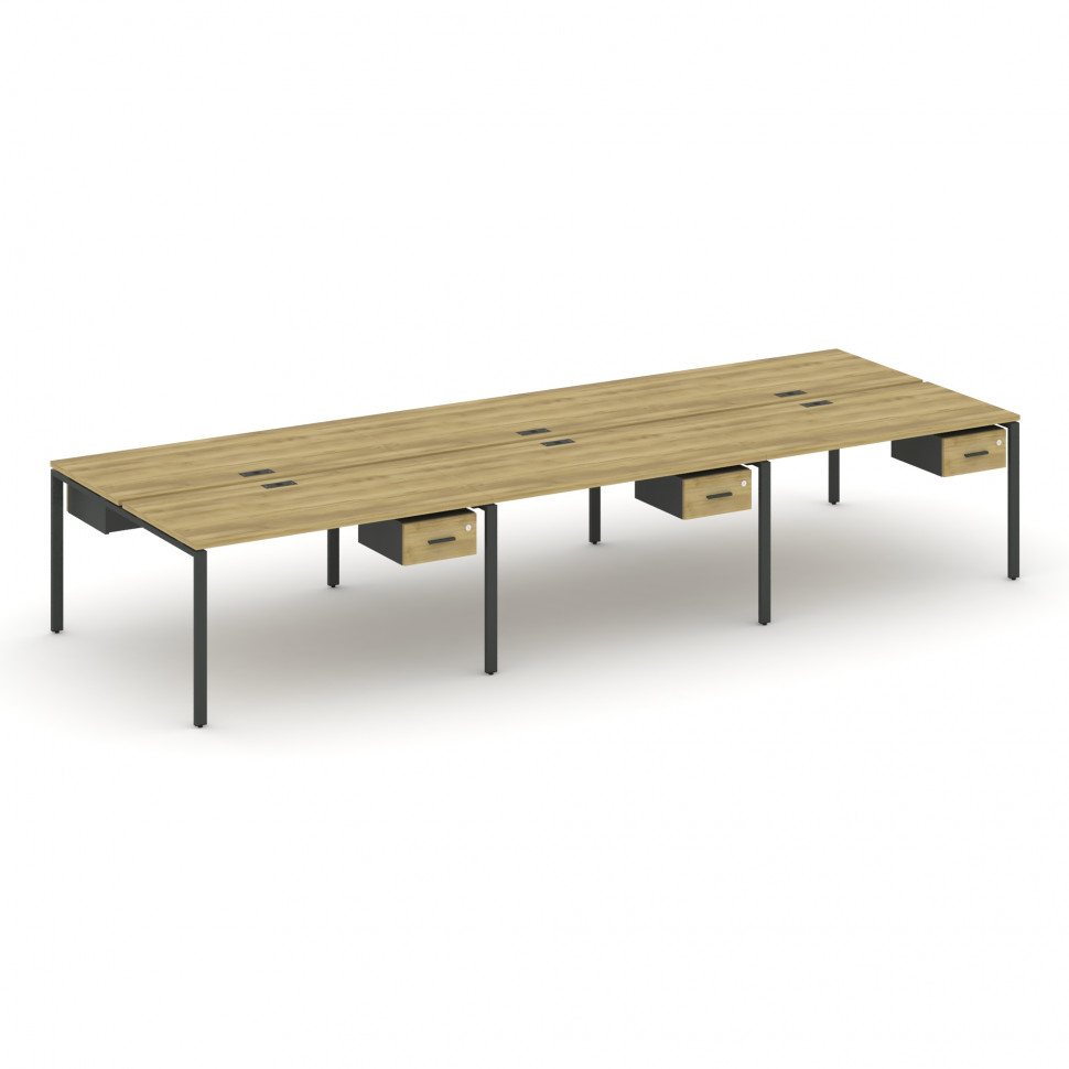 Concept Рабочая станция двухсторонняя с подвес. тумбами на 6 мест CN.DRS-150 A Дуб Винченцо/Антрацит