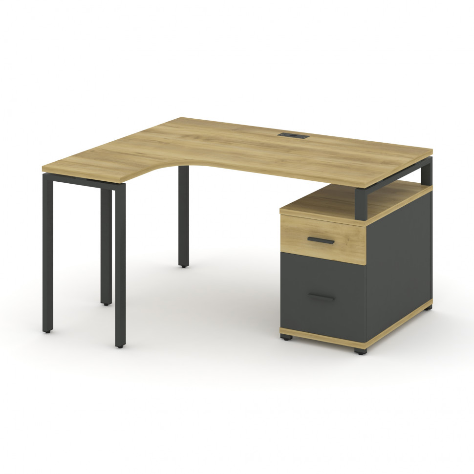 Concept Стол эргономичный с опорной тумбой CN.SA-304(L) A Дуб Винченцо/Антрацит/Металл Антрацит 1580